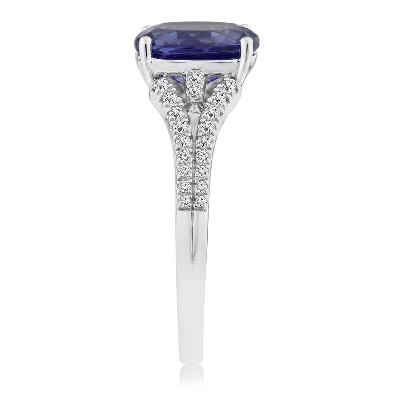 Blue Tanzanite and Diamond Ring in 10K White Gold &#40;1/5 ct. tw.&#41;