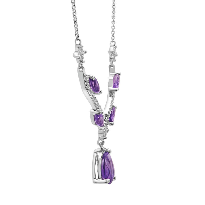 Amethyst &amp; Lab Created White Sapphire Necklace in Sterling Silver