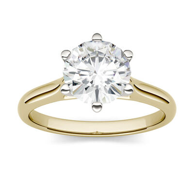 Round Moissanite Solitaire Ring in 14K Yellow Gold (1 1/2 ct.)