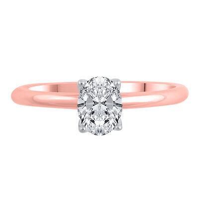 Lab Grown Diamond Oval Solitaire Engagement Ring in 14K Rose Gold (3/4 ct.)
