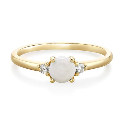 Opal & Diamond Ring in 10K Yellow Gold
