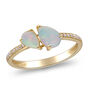 Pear-Shaped Opal and Diamond Accent Ring in 10K Yellow Gold