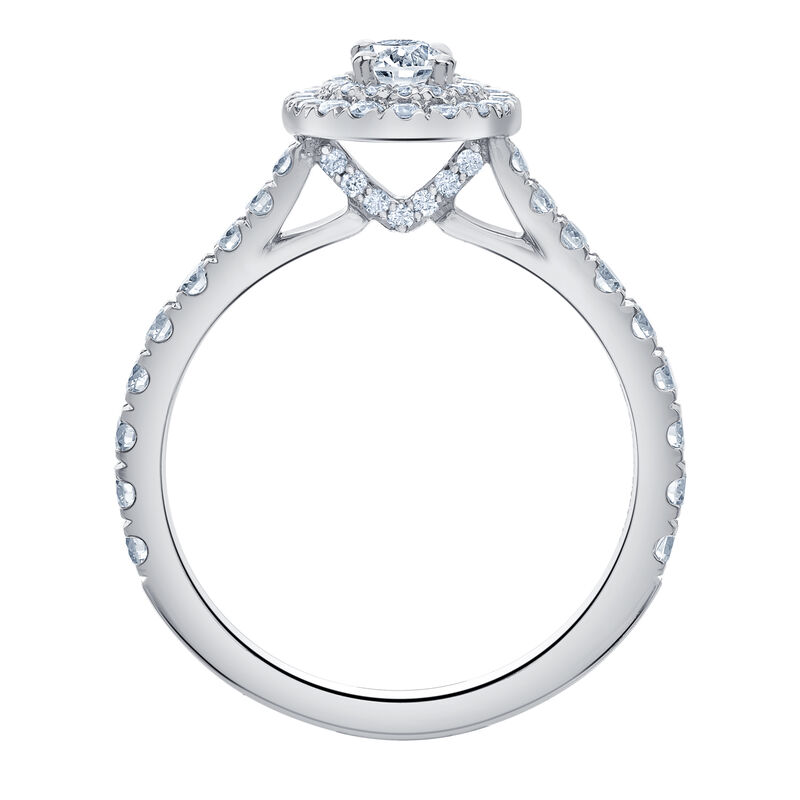 Oval-Shaped Double Halo Diamond Engagement Ring in 14K White Gold &#40;1 ct. tw.&#41;