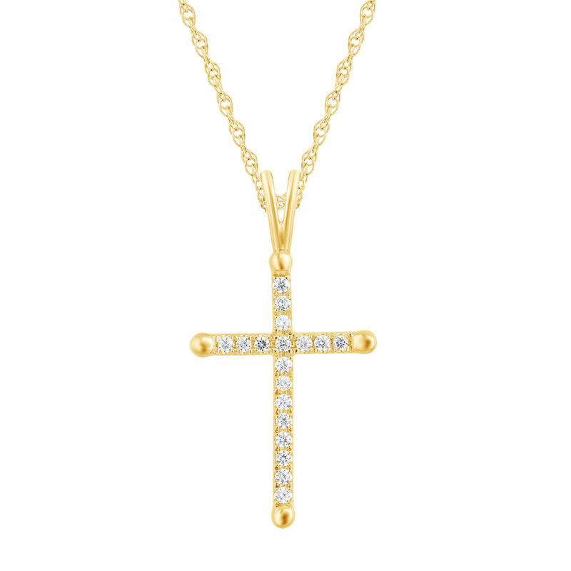 Diamond Tipped Cross Pendant in 10K Yellow Gold
