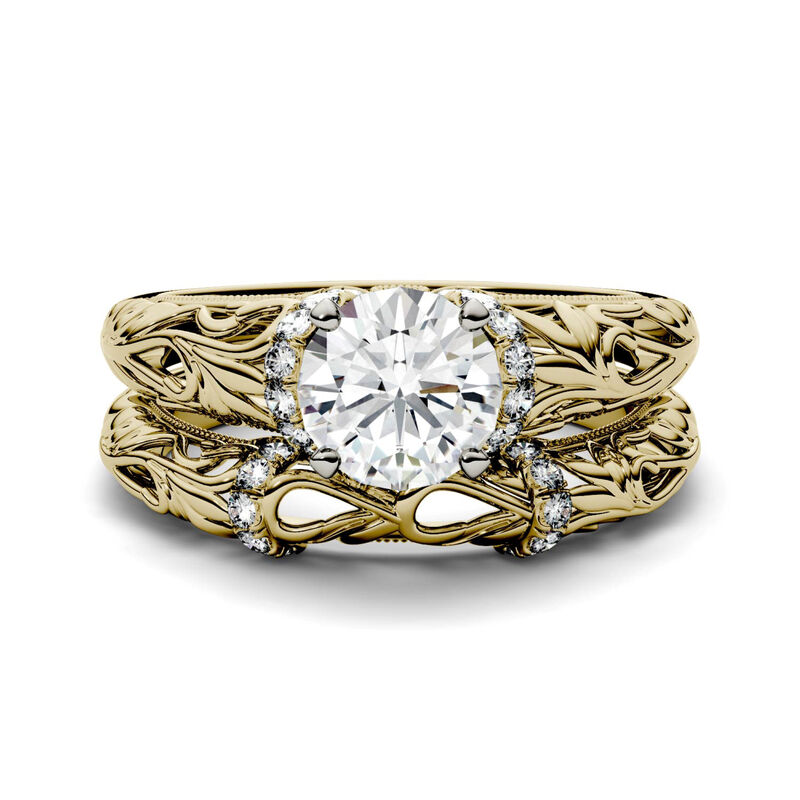 Lab-Created Moissanite Engagement Ring Set in 14K Yellow Gold &#40;1-1/4 ct. tw.&#41;