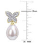 Cultured Freshwater Pearl Earrings with Diamond Butterflies in 10K Yellow Gold &#40;1/8 ct. tw.&#41;