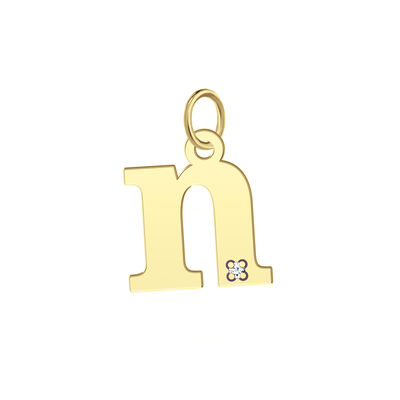Initial Charm with Diamond Accent in 10K Yellow Gold