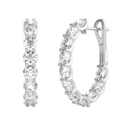 2 1/2 ct. tw. Diamond Hoop Earrings in 14K White Gold