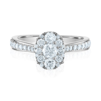 Halo Engagement Ring in 14K White Gold (1 ct. tw.)