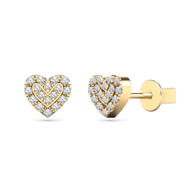 Diamond Heart Earrings in 14K Yellow Gold &#40;1/10 ct. tw.&#41;
