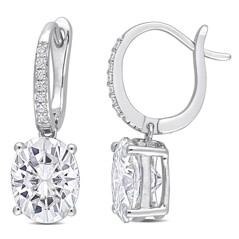 Moissanite Drop Earrings with Oval Stones in Sterling Silver &#40;6 1/10 ct. tw.&#41;