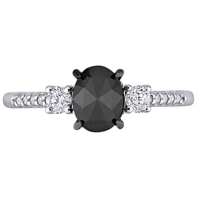 1 1/4 Black & White Diamond Ring in 14K White Gold