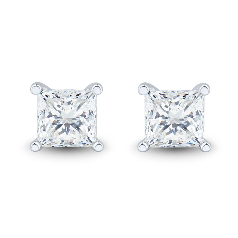 Lab Grown Diamond Stud Earrings with Princess-Cut Solitaires in 14K White Gold &#40;3 ct. tw.&#41; 