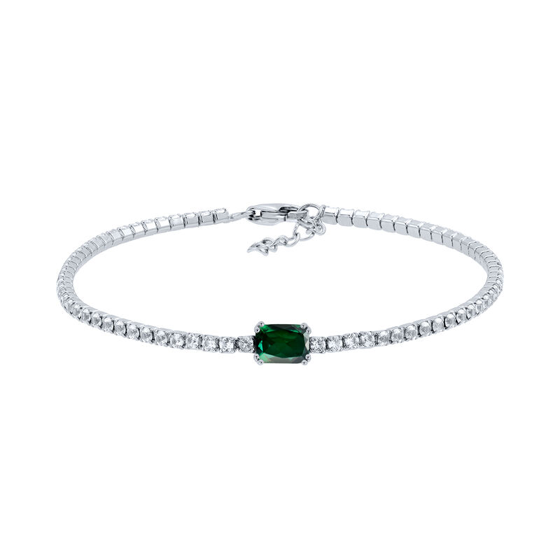 Lab-Created Emerald and White Sapphire Bracelet in Sterling Silver