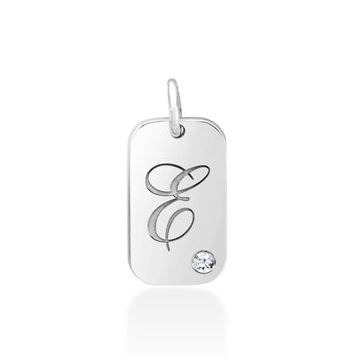 Personalized Tag with Diamond Accent in 10K White Gold