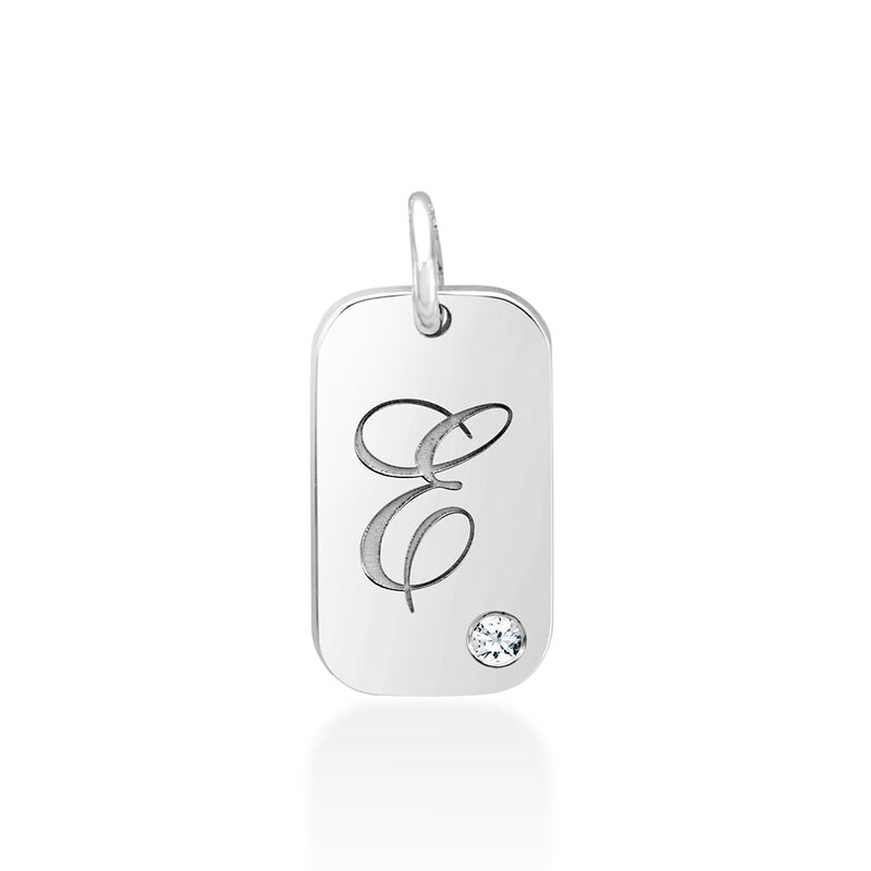 Personalized Tag with Diamond Accent in 10K White Gold