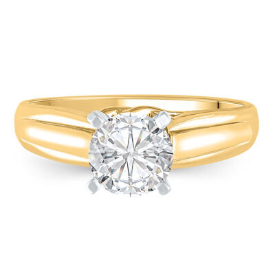 Wide-Shank Semi-Mount Engagement Ring in 14K Yellow Gold (Setting Only)