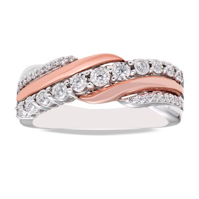 Diamond Ring in Sterling Silver and 10K Rose Gold (1/5 ct. tw.)