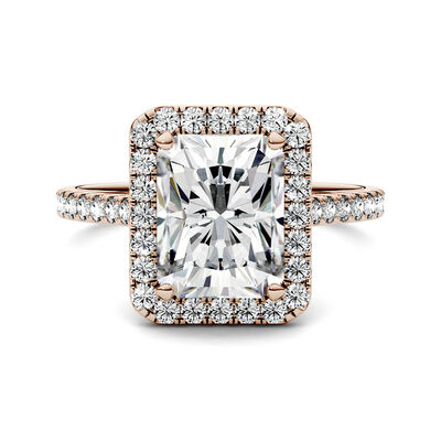 Radiant-Cut Moissanite Halo Ring in 14K Rose Gold (3 ct. tw.)
