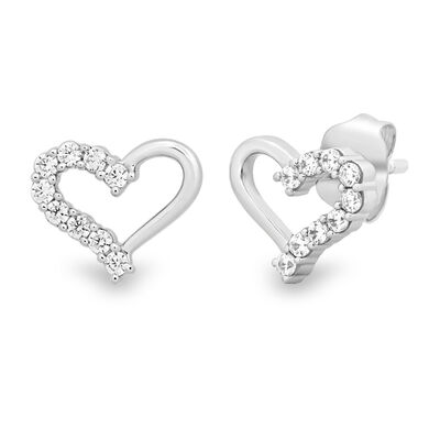 Diamond Open Heart Stud Earrings in Sterling Silver (1/4 ct. tw.)