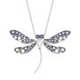 Amethyst &amp; Lab Created White Sapphire Dragonfly Pendant in Sterling Silver