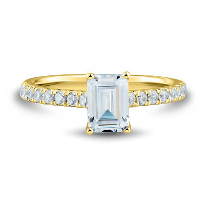 Lab grown diamond pave emerald-cut engagement ring (1 1/3 ct. Tw.)