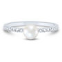 Freshwater Cultured Pearl and Lab Created White Sapphire Stack Ring in Sterling Silver