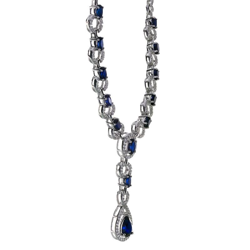 Lab Created Sapphire Necklace in Sterling Silver