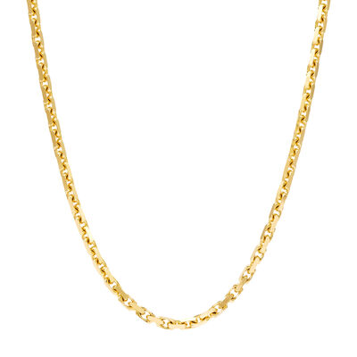 Men’s Solid Link Chain in 14K Yellow Gold, 2.3MM, 22”