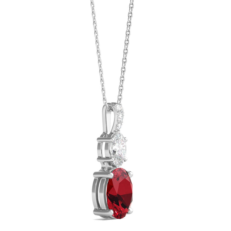 Lab Created Ruby Pendant with Lab Created White Sapphires in Sterling Silver