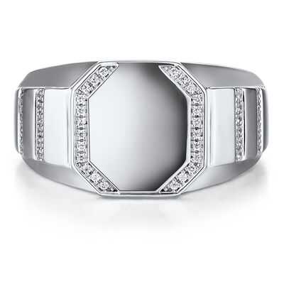 Men’s Diamond Signet Ring in Sterling Silver (1/8 ct. tw.)