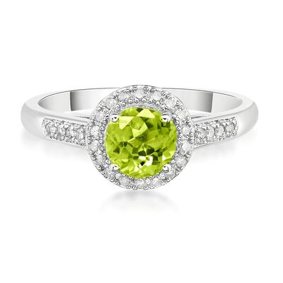 Peridot & 1/8 ct. tw. Diamond Ring in Sterling Silver