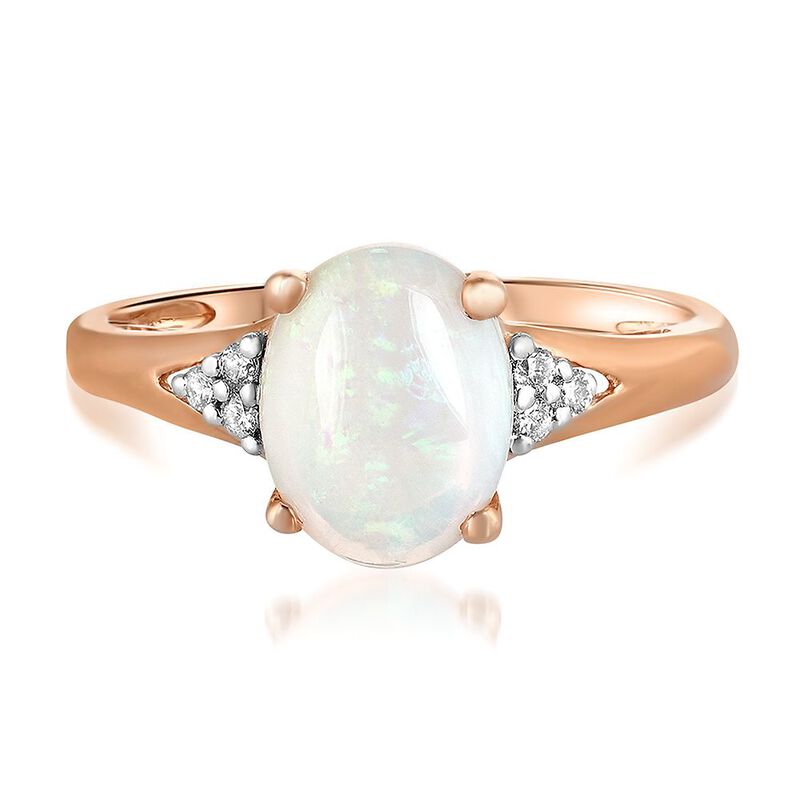 Opal &amp; Diamond Ring in 10K Rose Gold