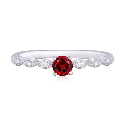 Garnet and Lab-Created White Sapphire Ring in Sterling Silver