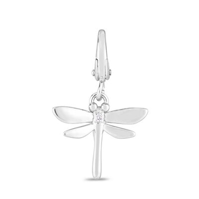 Diamond Dragonfly Charm in Sterling Silver