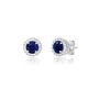 Lab Created Sapphire &amp; 1/7 ct. tw. Diamond Earrings in Sterling Silver