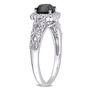 Black &amp; White Diamond Ring with Cushion-Shaped Halo in 10K White Gold &#40;1 1/7 ct. tw.&#41;
