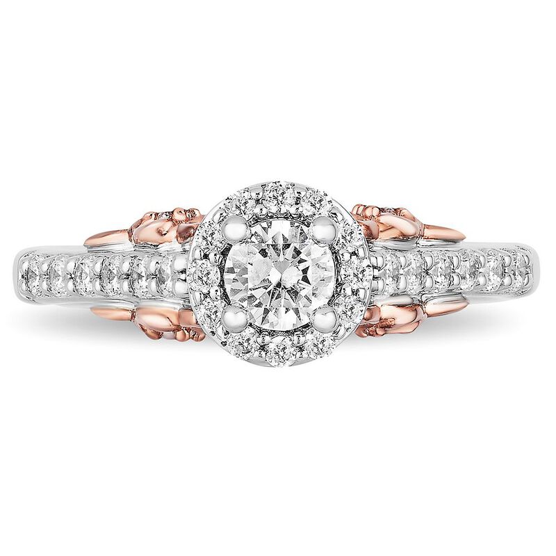 Enchanted Disney Belle 3/4 ct. tw. Diamond Engagement Ring in 14K White &amp; Rose Gold