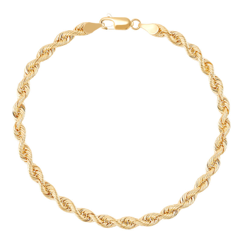 Solid Silk Rope Bracelet in 14K Yellow Gold, 4.3MM, 8.5&quot;
