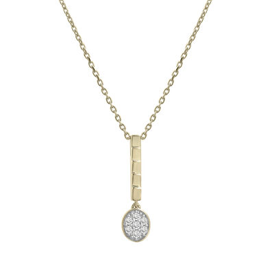 Diamond Oval Cluster Ribbed Drop Pendant in Vermeil (1/10 ct. tw.)