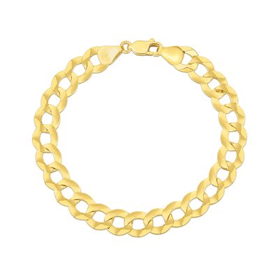 Men’s Solid Curb Bracelet in 14K Yellow Gold, 11.2MM, 8.75”
