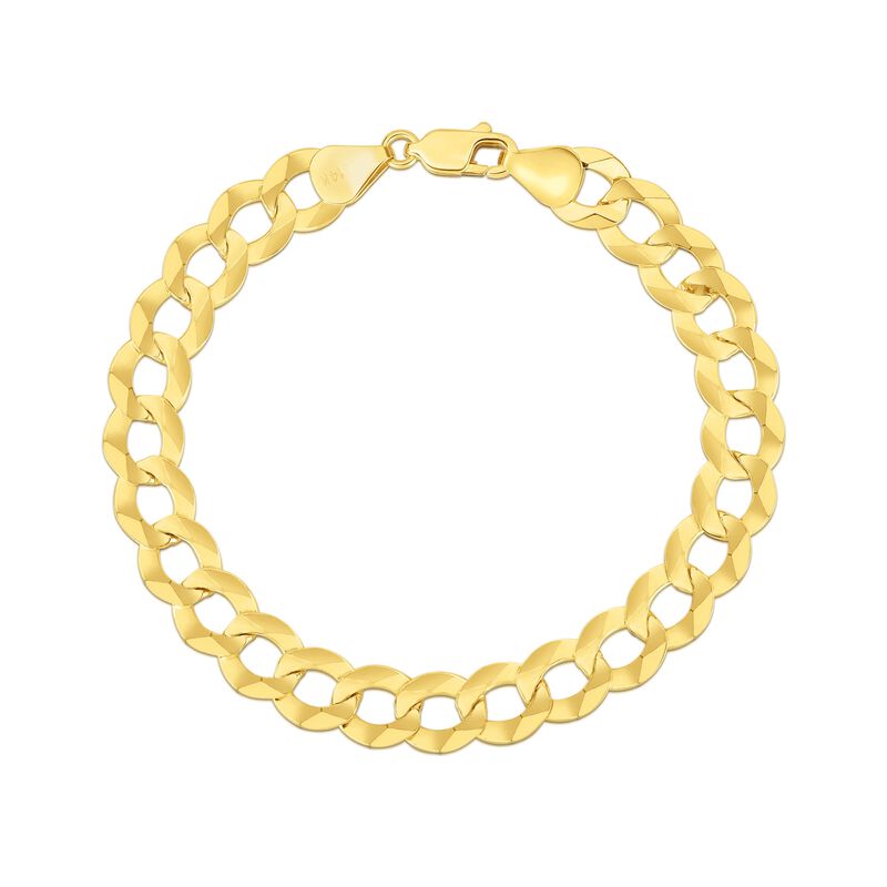 Men&rsquo;s Solid Curb Bracelet in 14K Yellow Gold, 11.2MM, 8.75&rdquo;