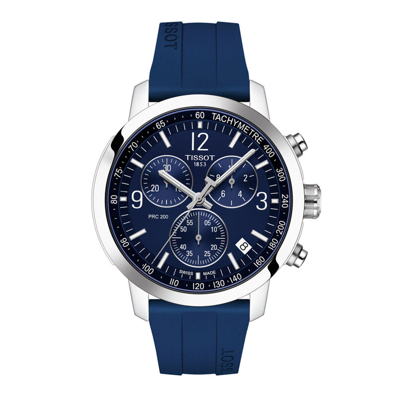 PRC 200 Chronograph Men&rsquo;s Watch in Stainless Steel &amp; Blue Rubber, 43MM