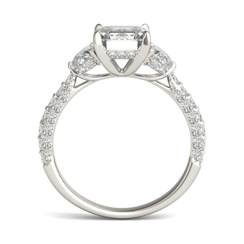 Emerald-Cut Lab Created Moissanite Engagement Ring in 14K White Gold