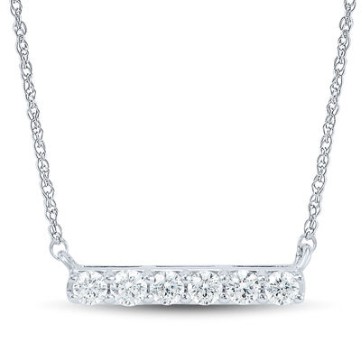 Lab Grown Diamond Bar Necklace in 14K White Gold (1/4 ct. tw.)
