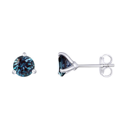 Lab Created Alexandrite Martini Stud Earrings in Sterling Silver