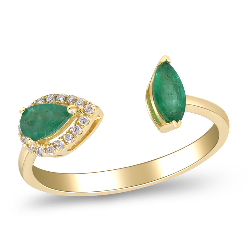 Emerald and Diamond Accent Ring in 10K Yellow Gold