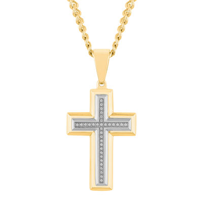 Men's Diamond Cross with Ion-Plated Stainless Steel, 24
