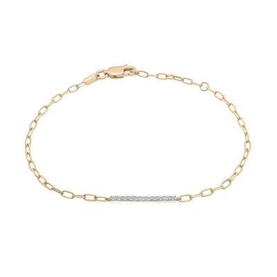 Diamond Bar Paperclip Chain Bracelet in Vermeil (1/10 ct. tw.)
