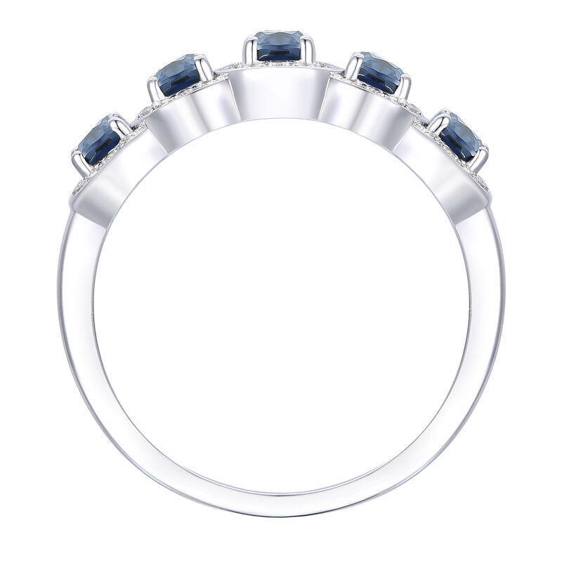 Blue Sapphire &amp; Diamond Ring in 14K White Gold &#40;1/4 ct. tw.&#41;